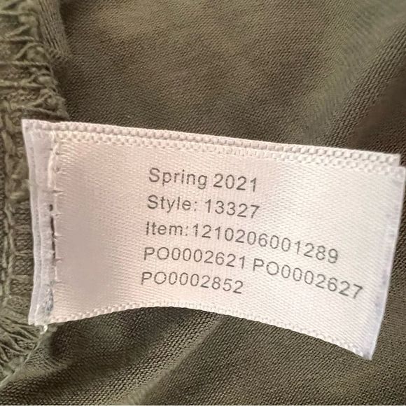 Marine Layer Olive Green Crewneck Short Sleeve Side Split Midi Length Dress Sz M - Picture 6 of 8